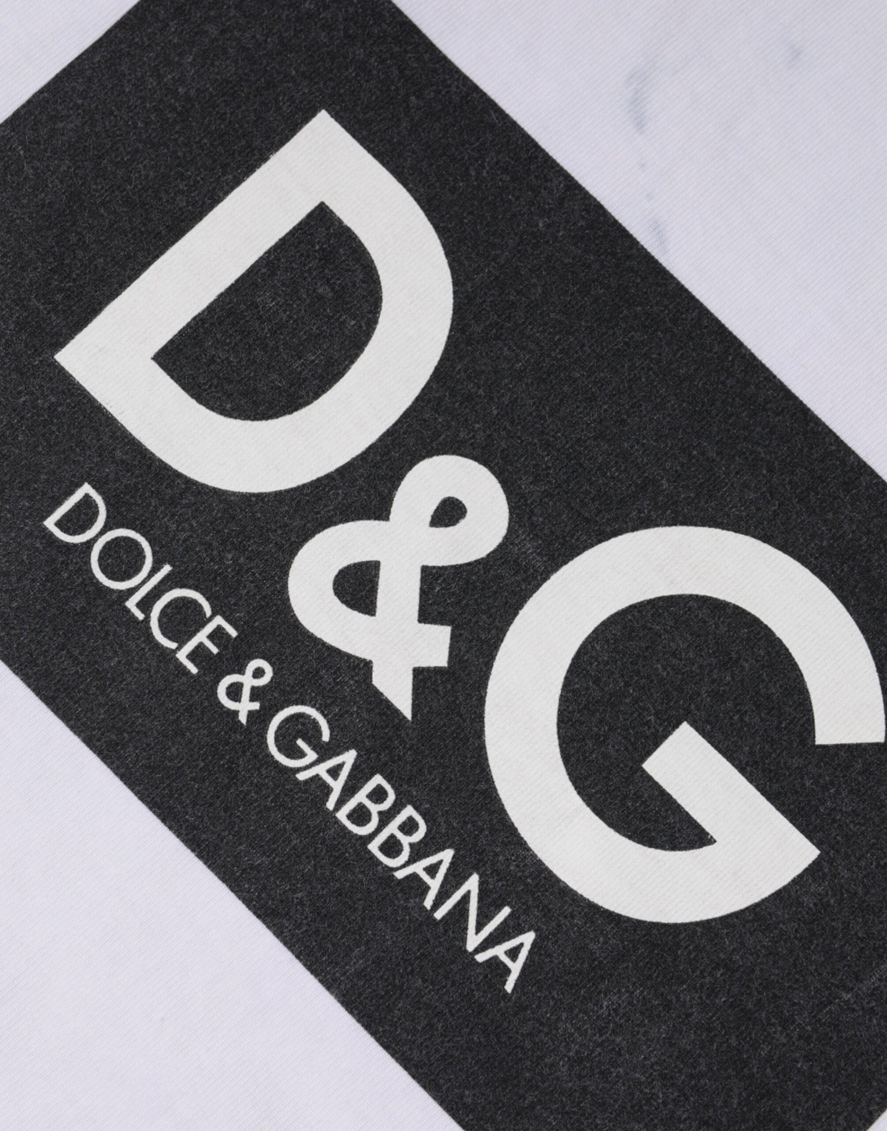 Dolce & Gabbana White Logo Print Cotton Crew Neck T-shirt | Regal Royce