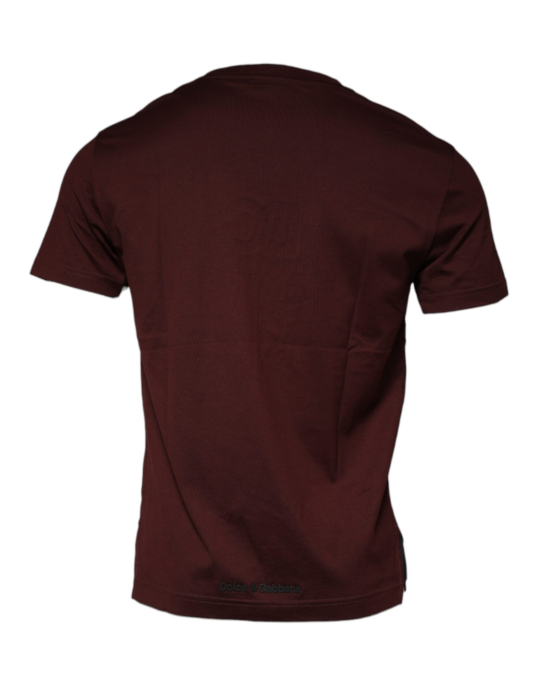 Dolce & Gabbana Maroon DG Logo Cotton Crew Neck T-shirt | Regal Royce