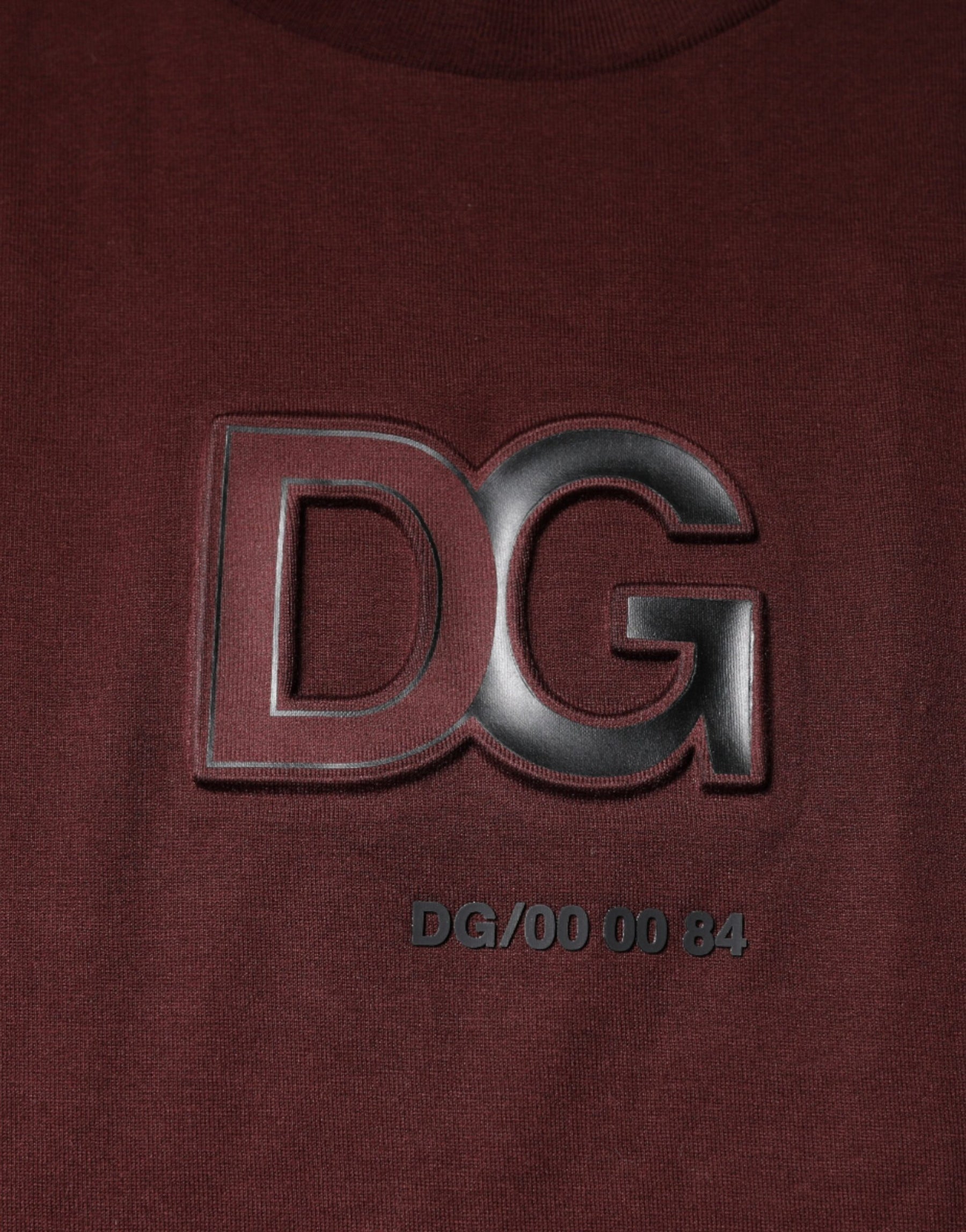 Dolce & Gabbana Maroon DG Logo Cotton Crew Neck T-shirt | Regal Royce