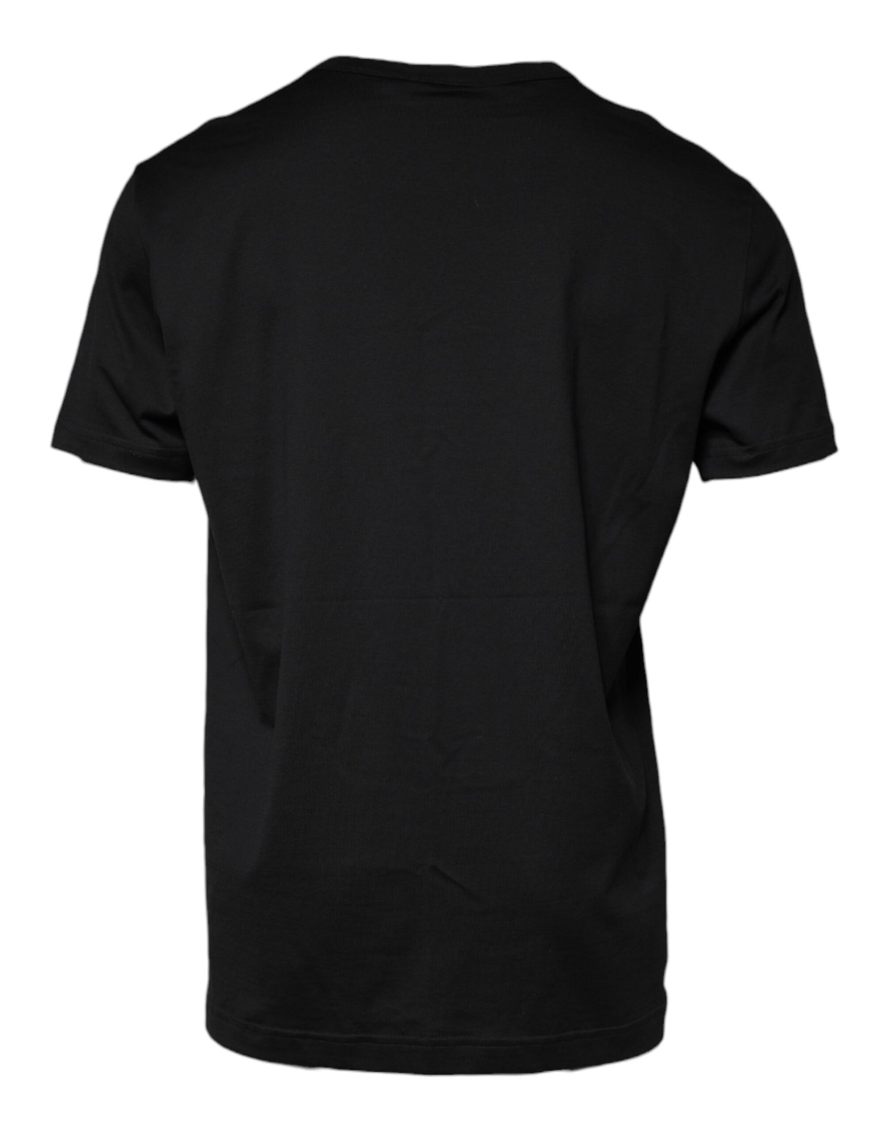 Dolce & Gabbana Black Cotton Shorts Sleeves Crewneck T-shirt | Regal Royce