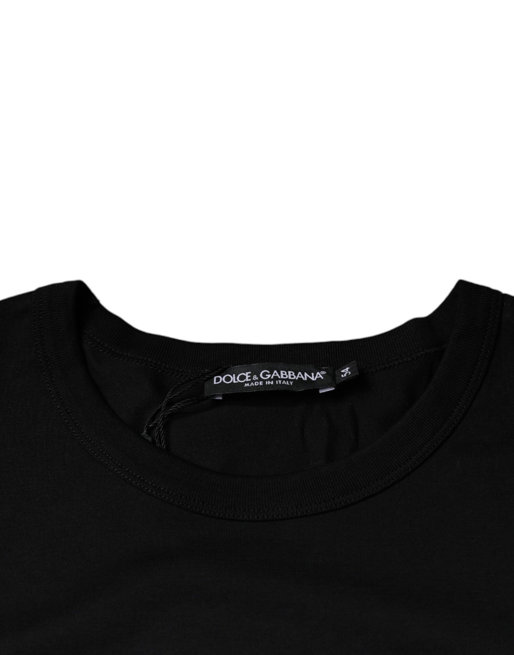 Dolce & Gabbana Black Cotton Shorts Sleeves Crewneck T-shirt | Regal Royce