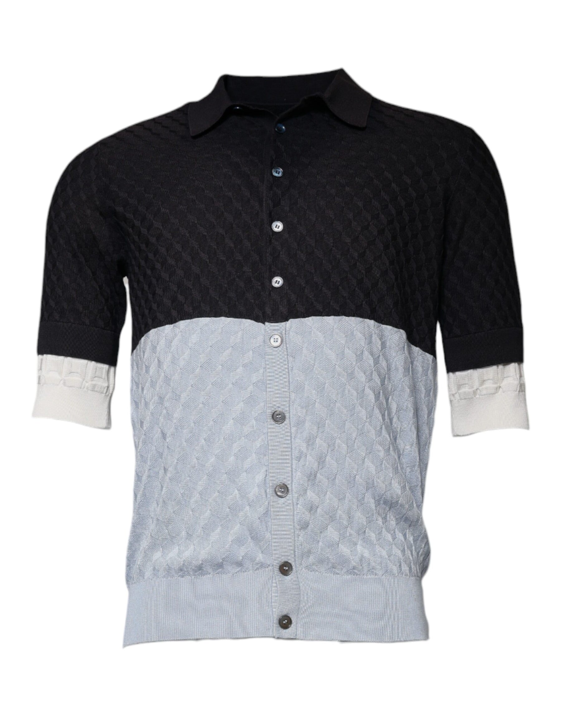 Dolce & Gabbana Multicolor Silk Button Down Collared T-shirt | Regal Royce