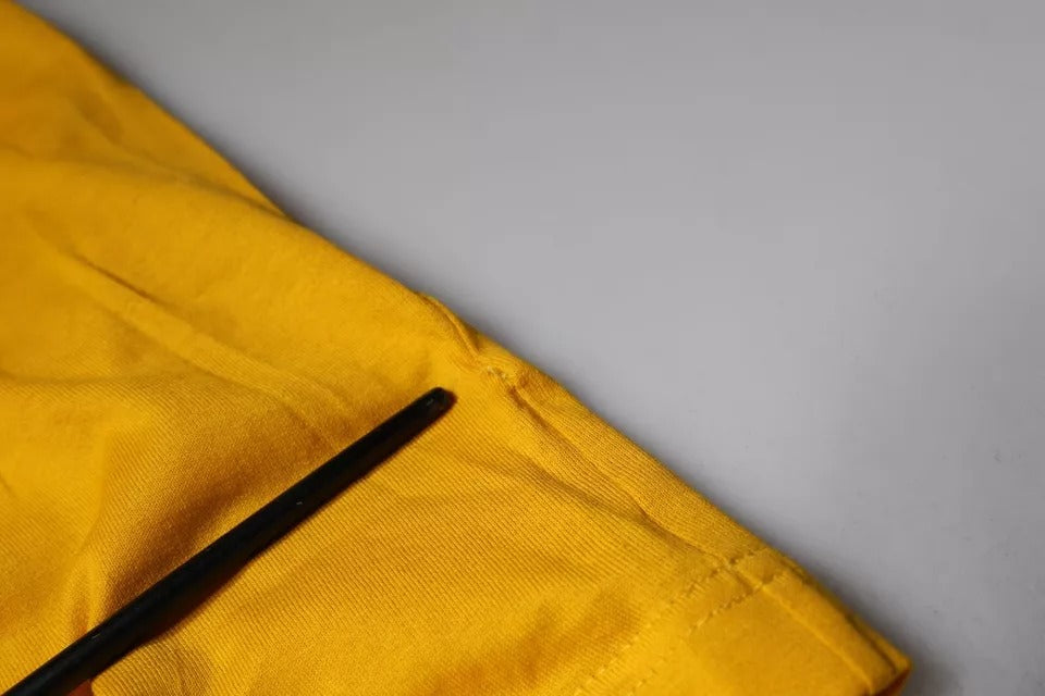 Dolce & Gabbana Mustard Embossed Logo Crew Neck T-shirt | Regal Royce