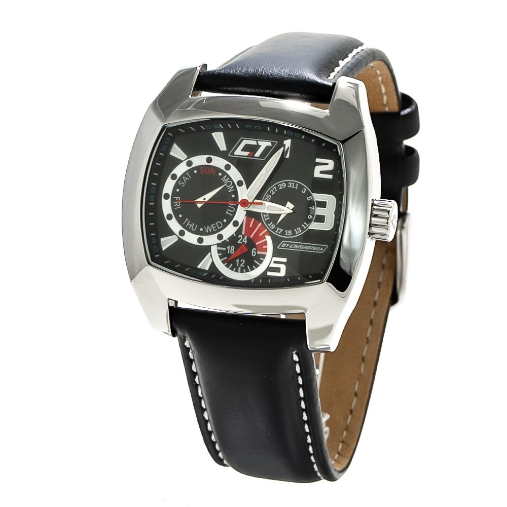 Chronotech Black Leather Dress Watch | Regal Royce