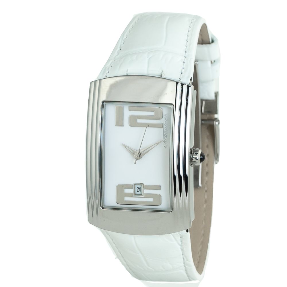 Chronotech White Leather Dress Watch