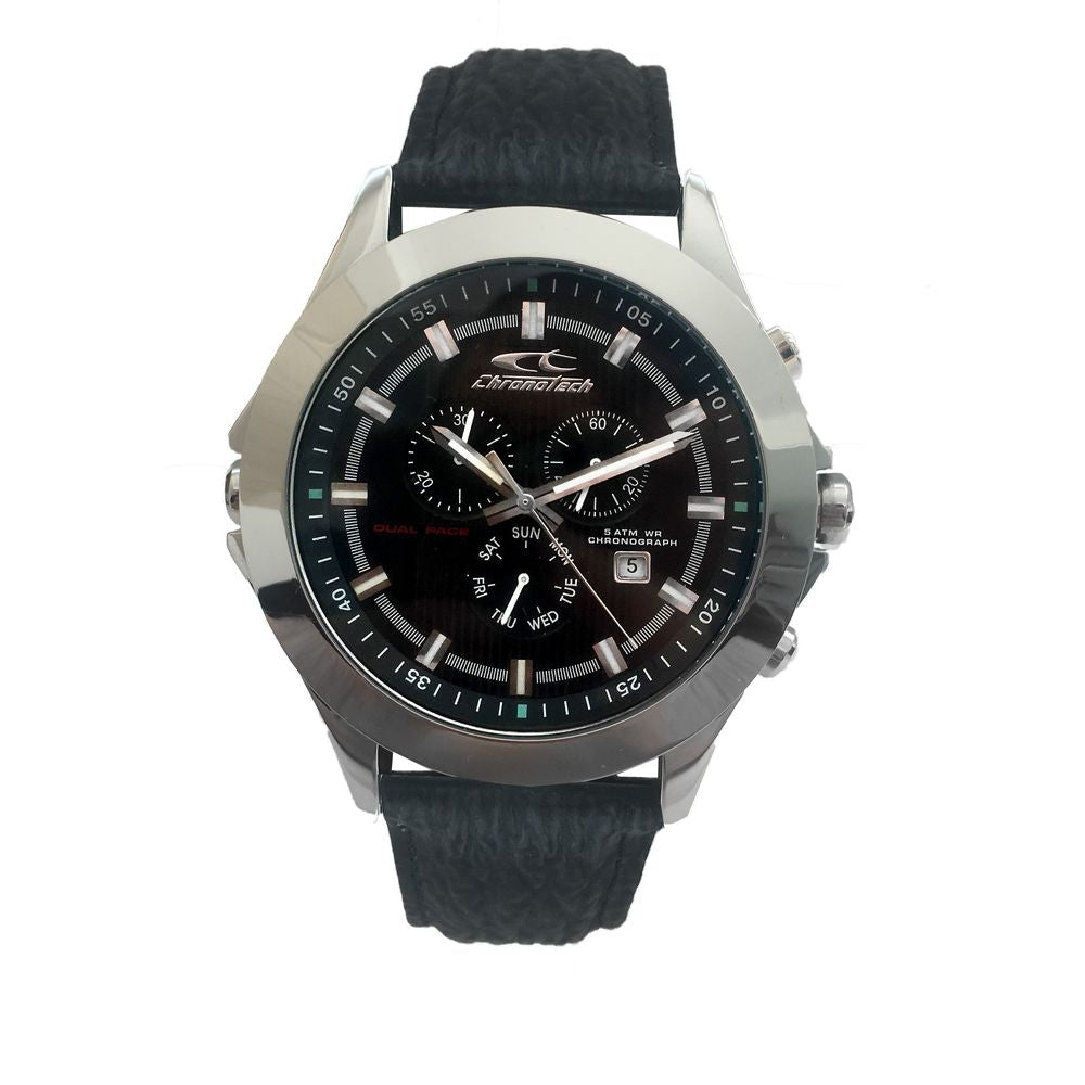 Chronotech Black Leather Dress Watch | Regal Royce