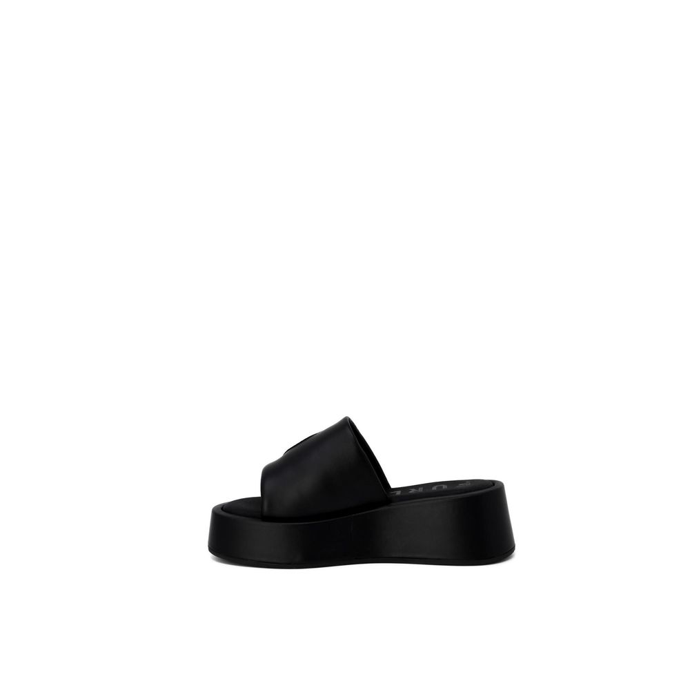 Furla Black Leather Slippers | Regal Royce