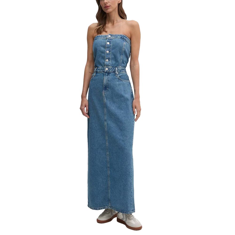Calvin Klein Jeans Blue Cotton Long Dress | Regal Royce
