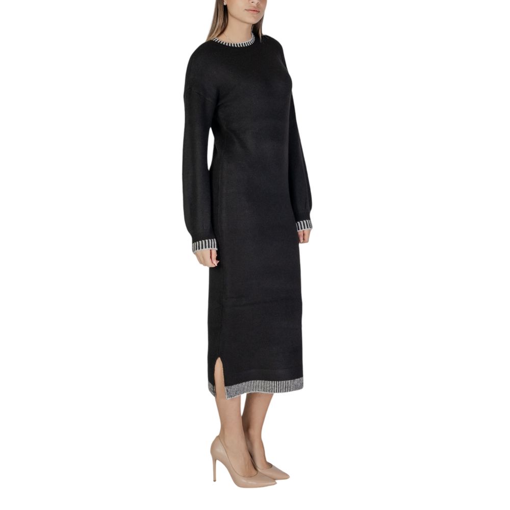Vila Clothes Black Polyester Midi Dress | Regal Royce