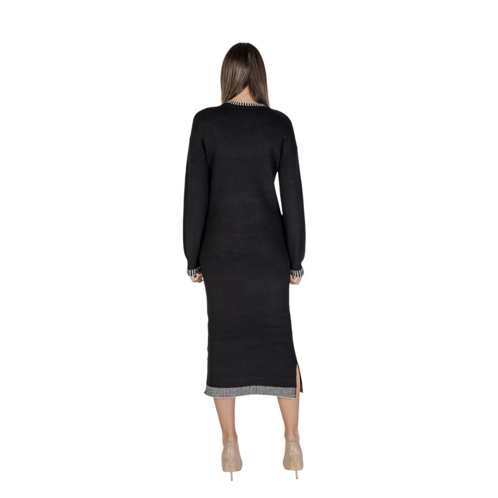Vila Clothes Black Polyester Midi Dress | Regal Royce