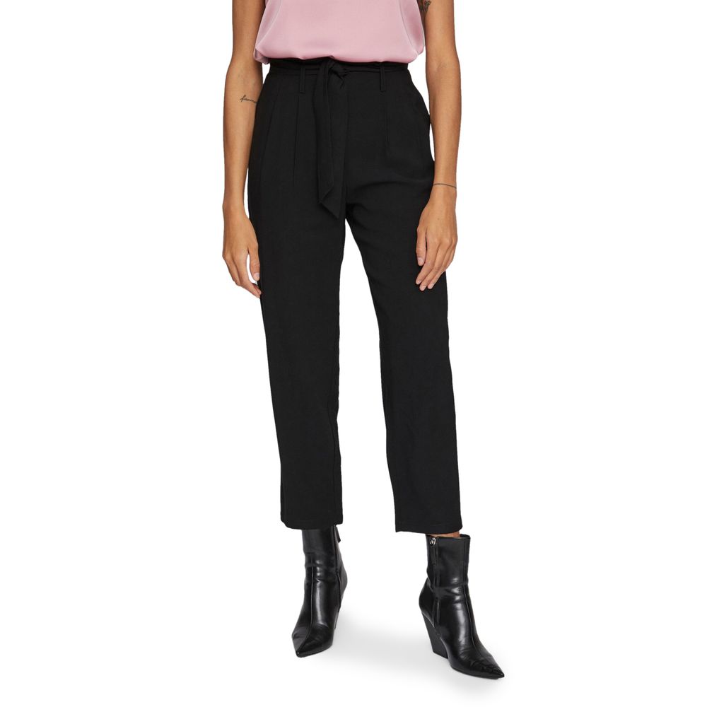 Vila Clothes Black Viscose Cropped Pants | Regal Royce