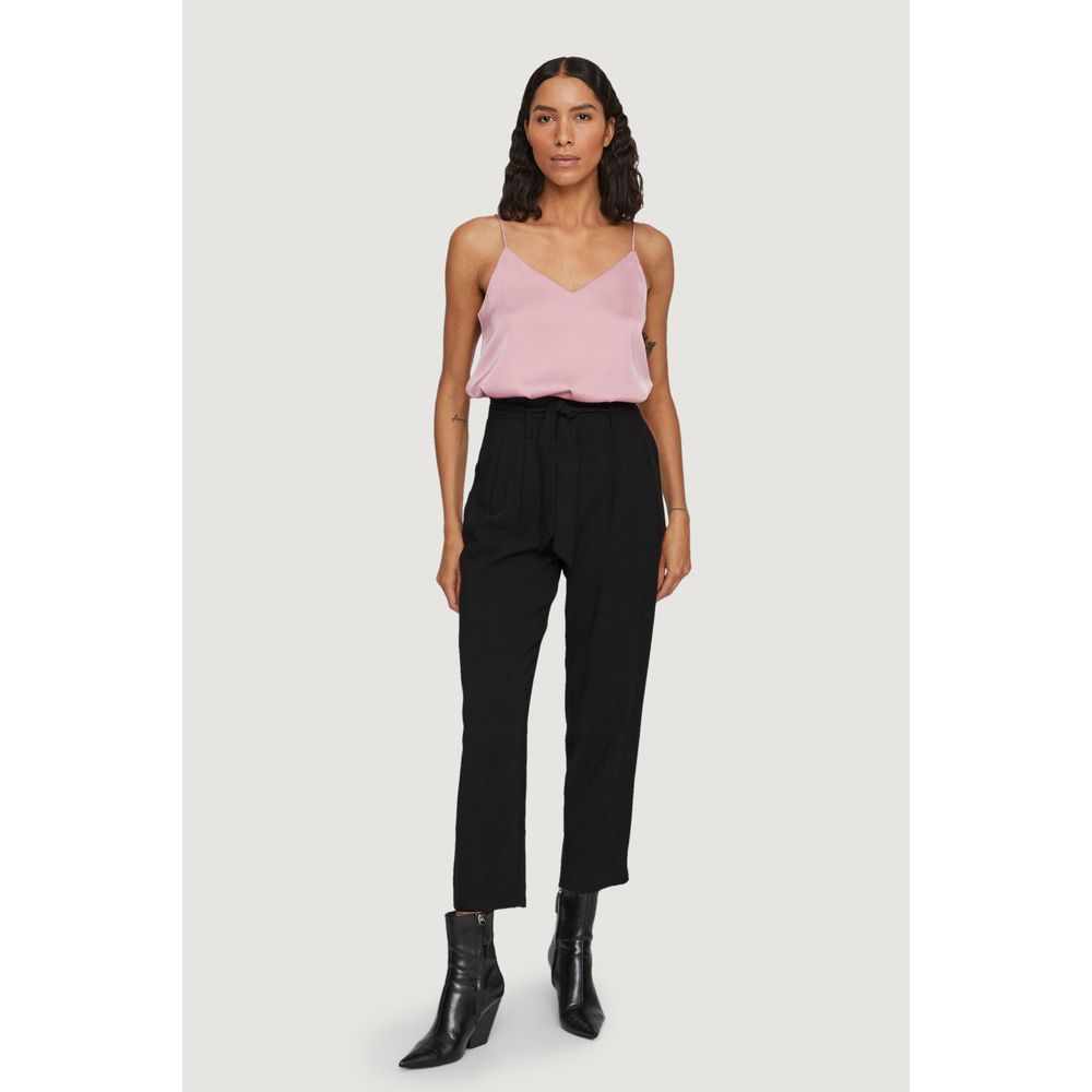 Vila Clothes Black Viscose Cropped Pants | Regal Royce