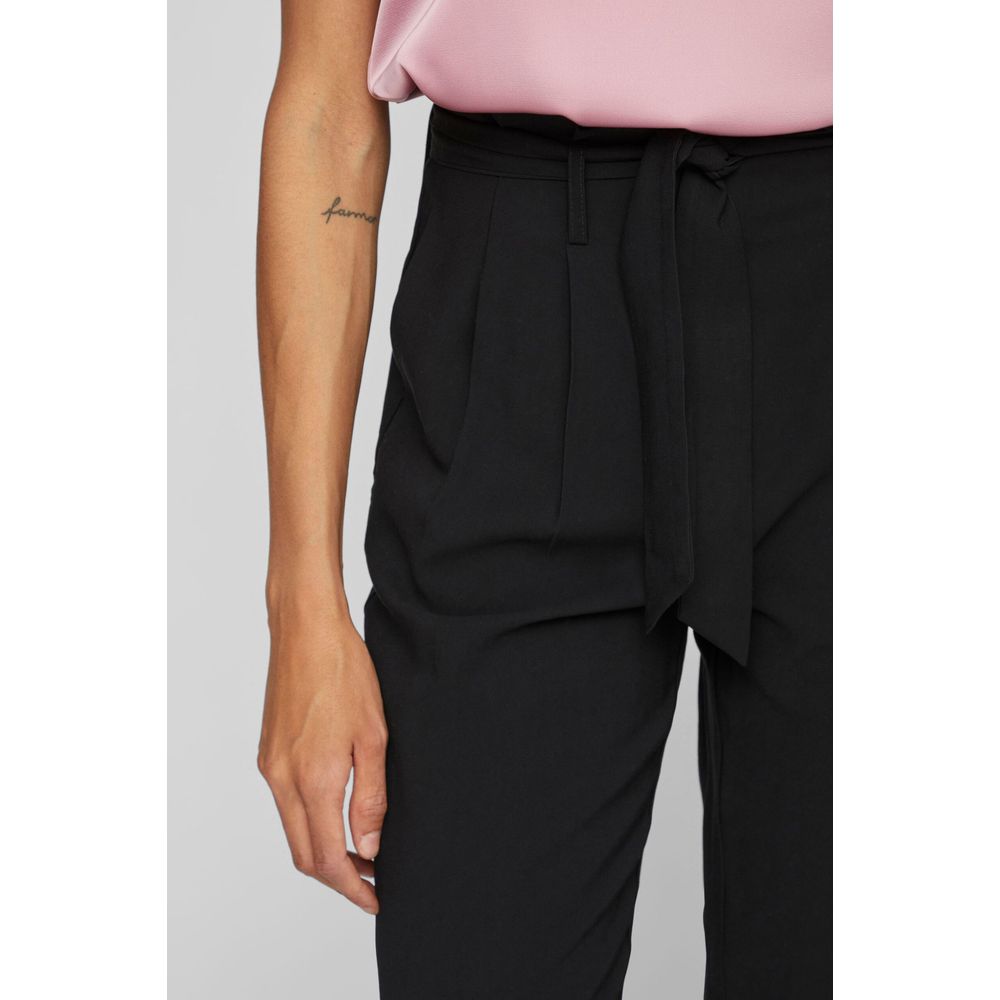 Vila Clothes Black Viscose Cropped Pants | Regal Royce