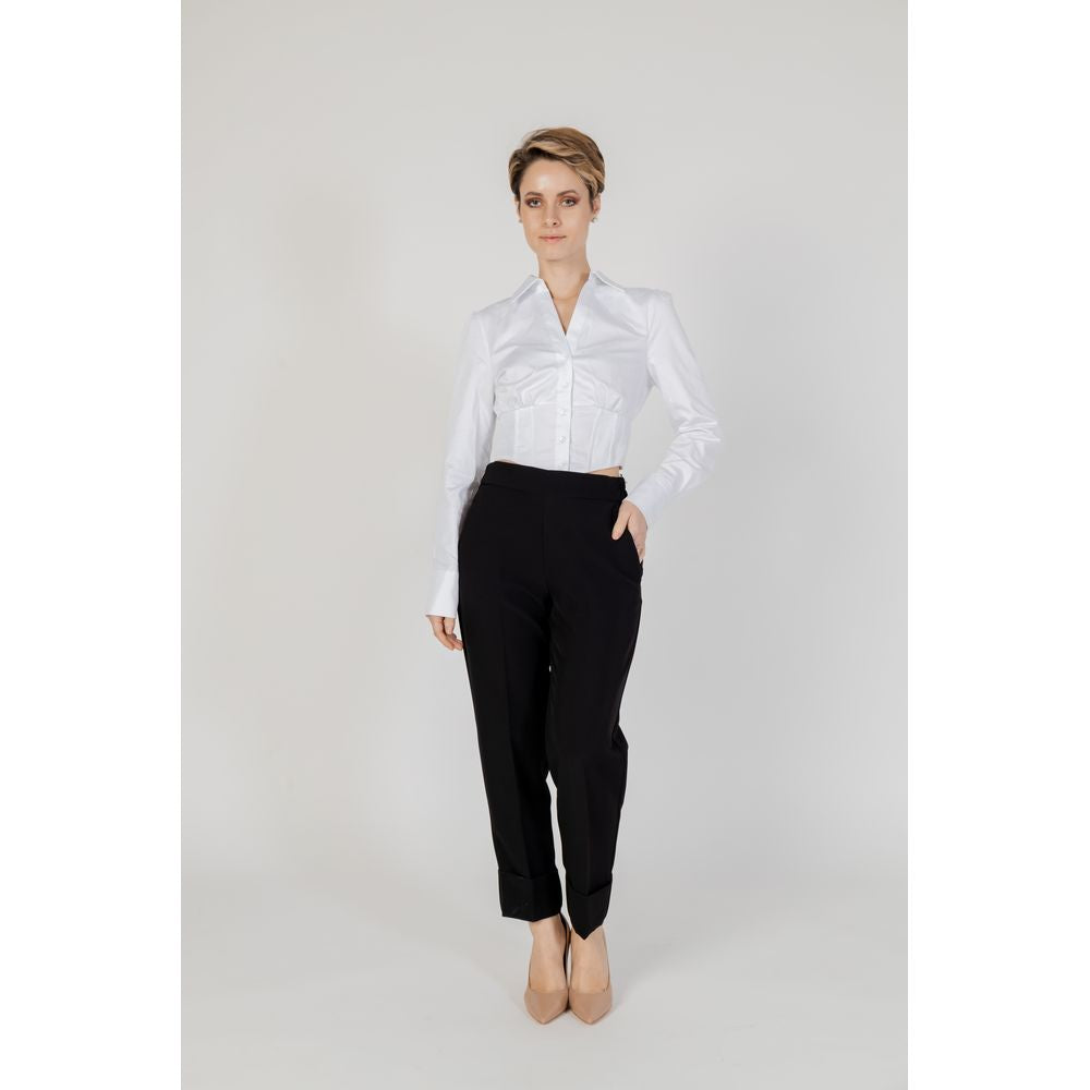 Sandro Ferrone Black Polyester Dress Pants