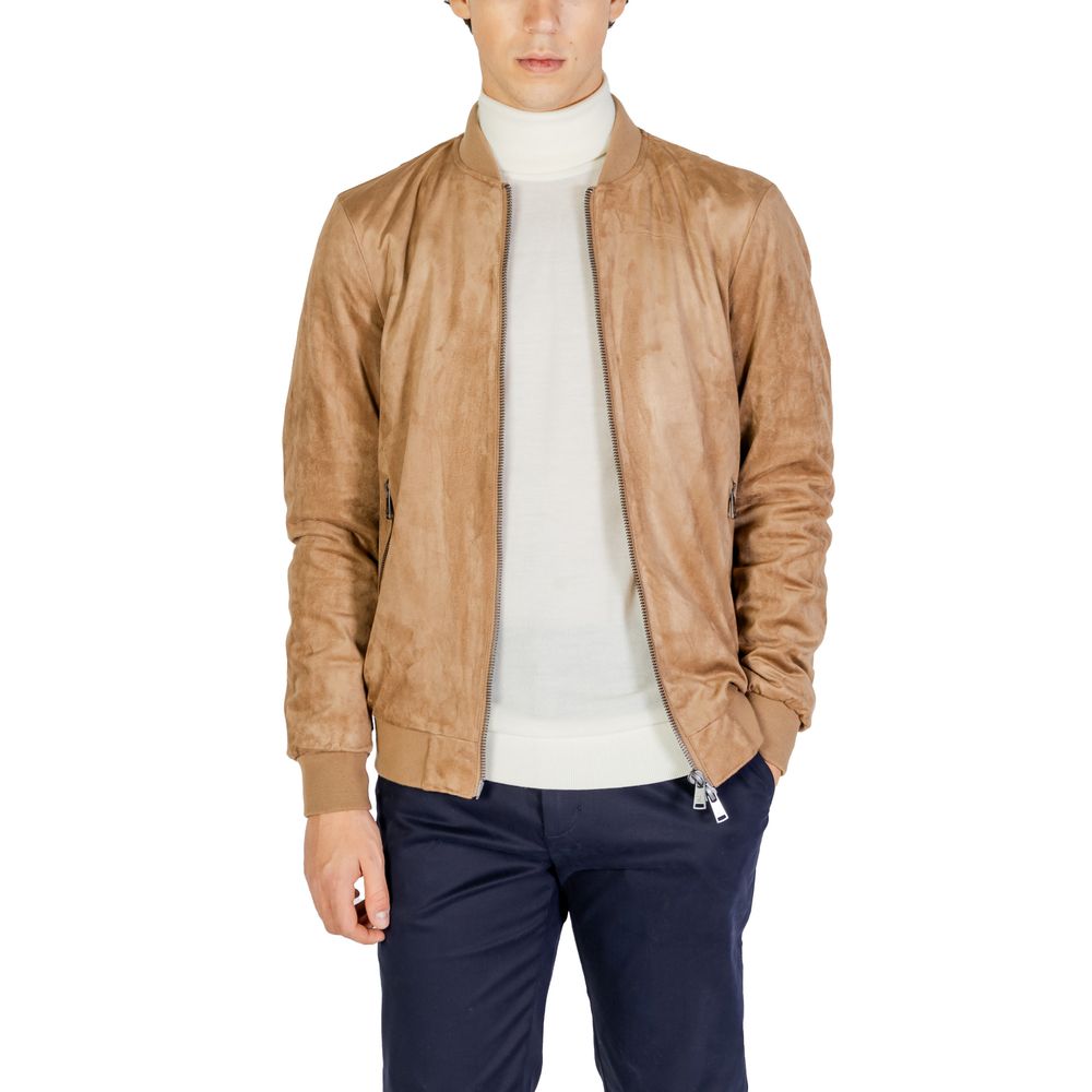 Gianni Lupo Beige Polyester Bomber | Regal Royce