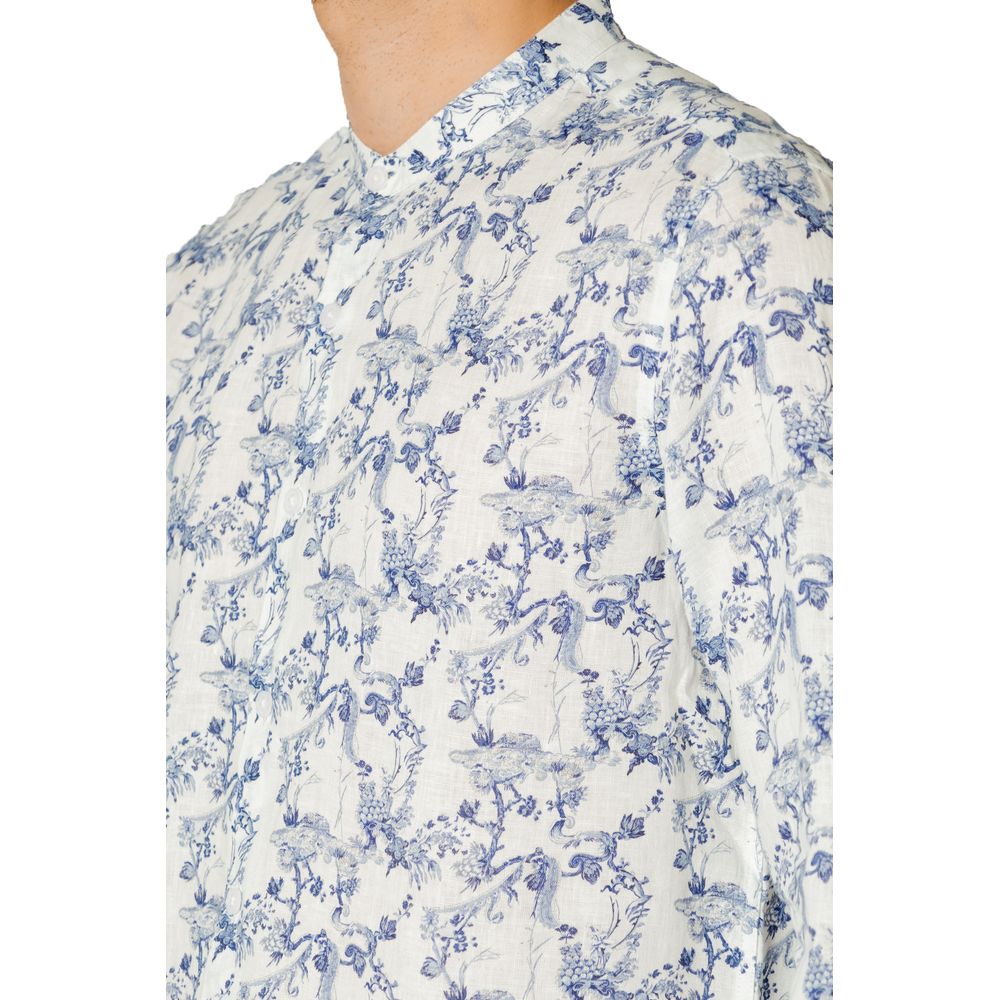Gianni Lupo Blue Linen Pattern Shirt | Regal Royce