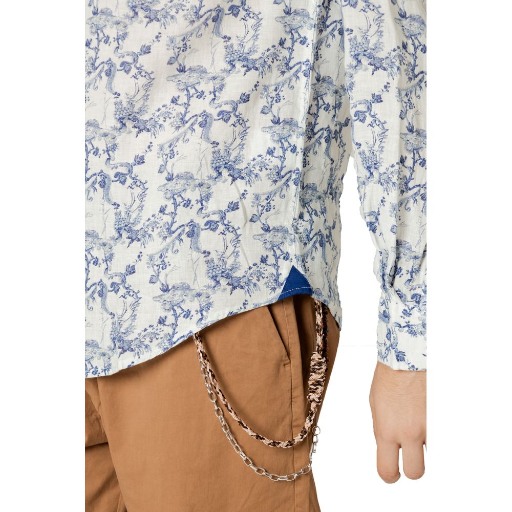 Gianni Lupo Blue Linen Pattern Shirt | Regal Royce