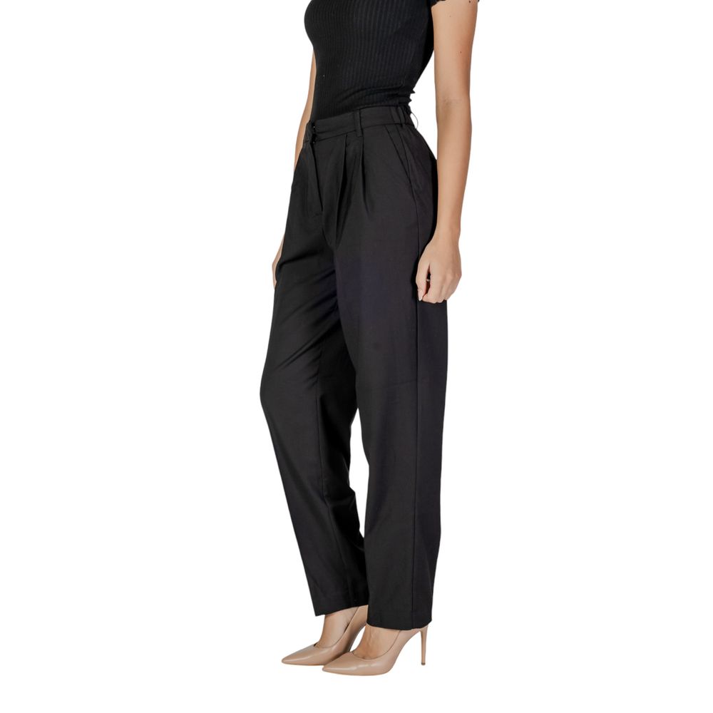 Vila Clothes Black Polyester Casual Pants | Regal Royce