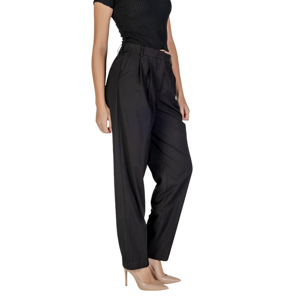 Vila Clothes Black Polyester Casual Pants | Regal Royce
