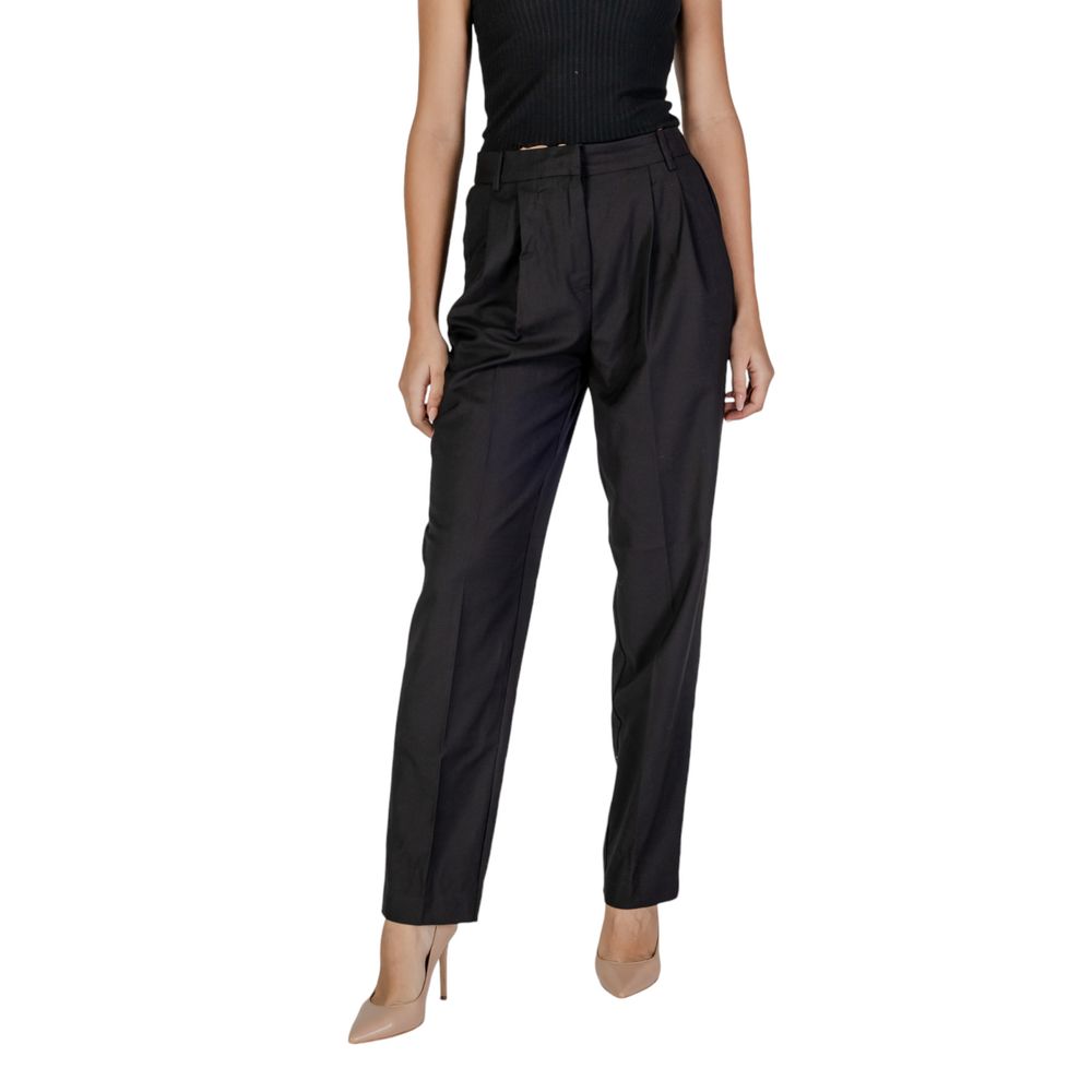 Vila Clothes Black Polyester Casual Pants | Regal Royce