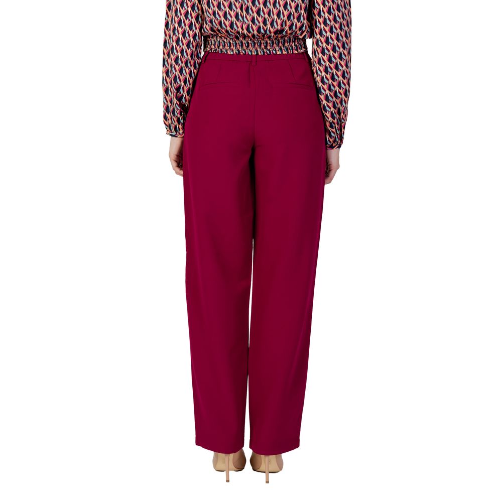 Vila Clothes Bordeaux Polyester Casual Pants | Regal Royce