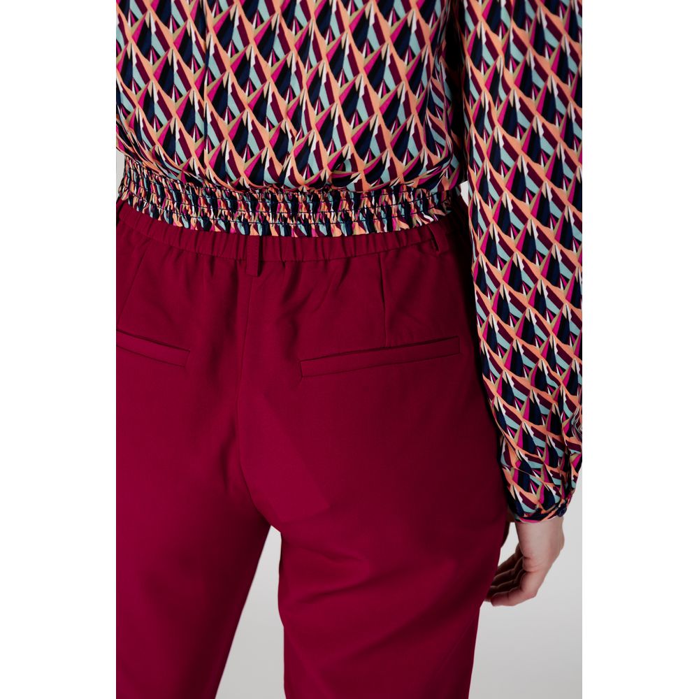 Vila Clothes Bordeaux Polyester Casual Pants | Regal Royce