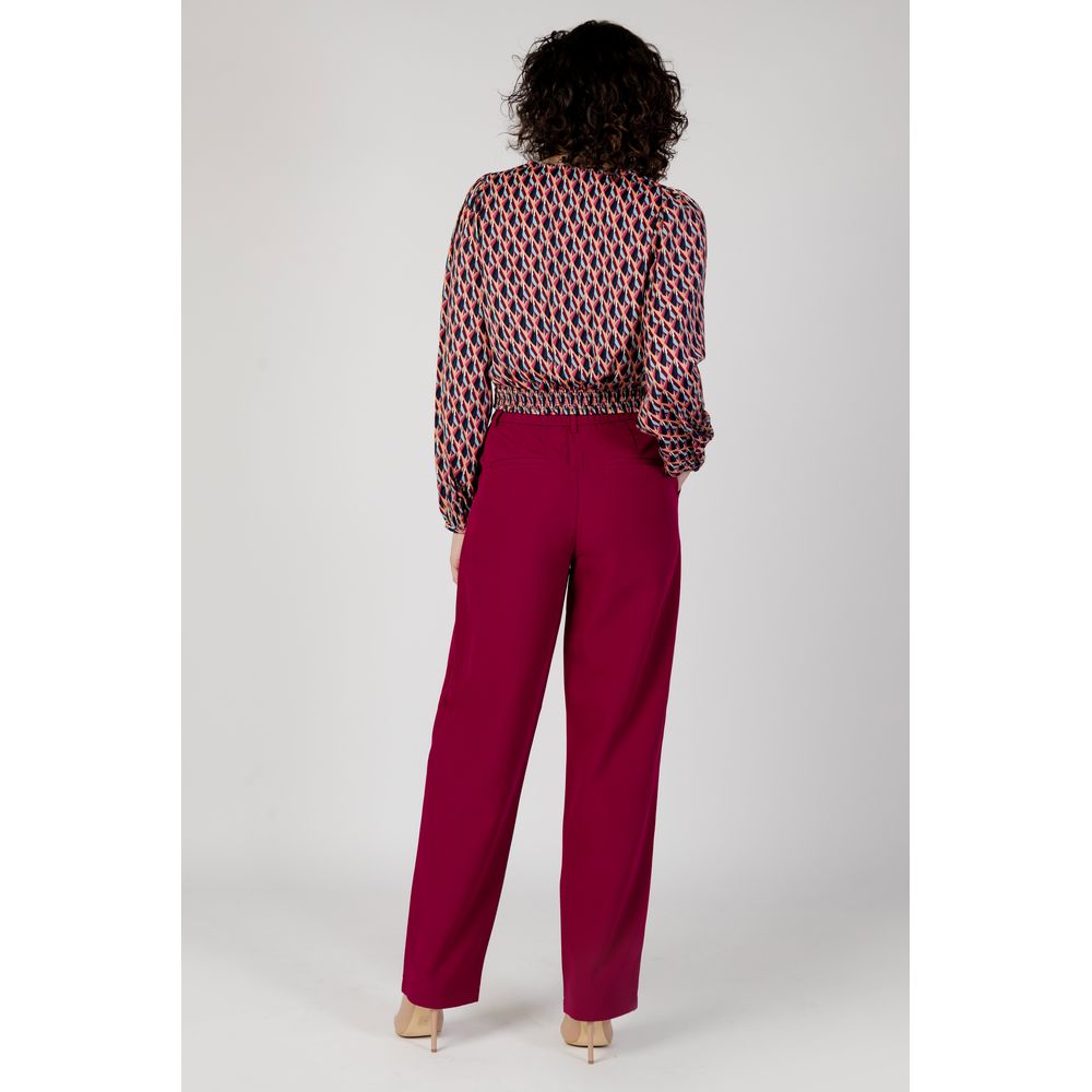 Vila Clothes Bordeaux Polyester Casual Pants | Regal Royce