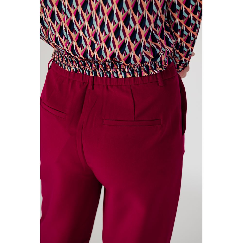 Vila Clothes Bordeaux Polyester Casual Pants | Regal Royce