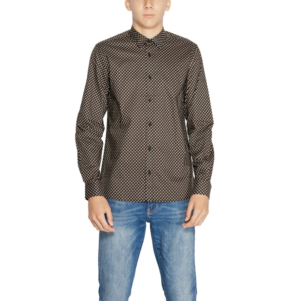 Antony Morato Brown Cotton Pattern Shirt | Regal Royce