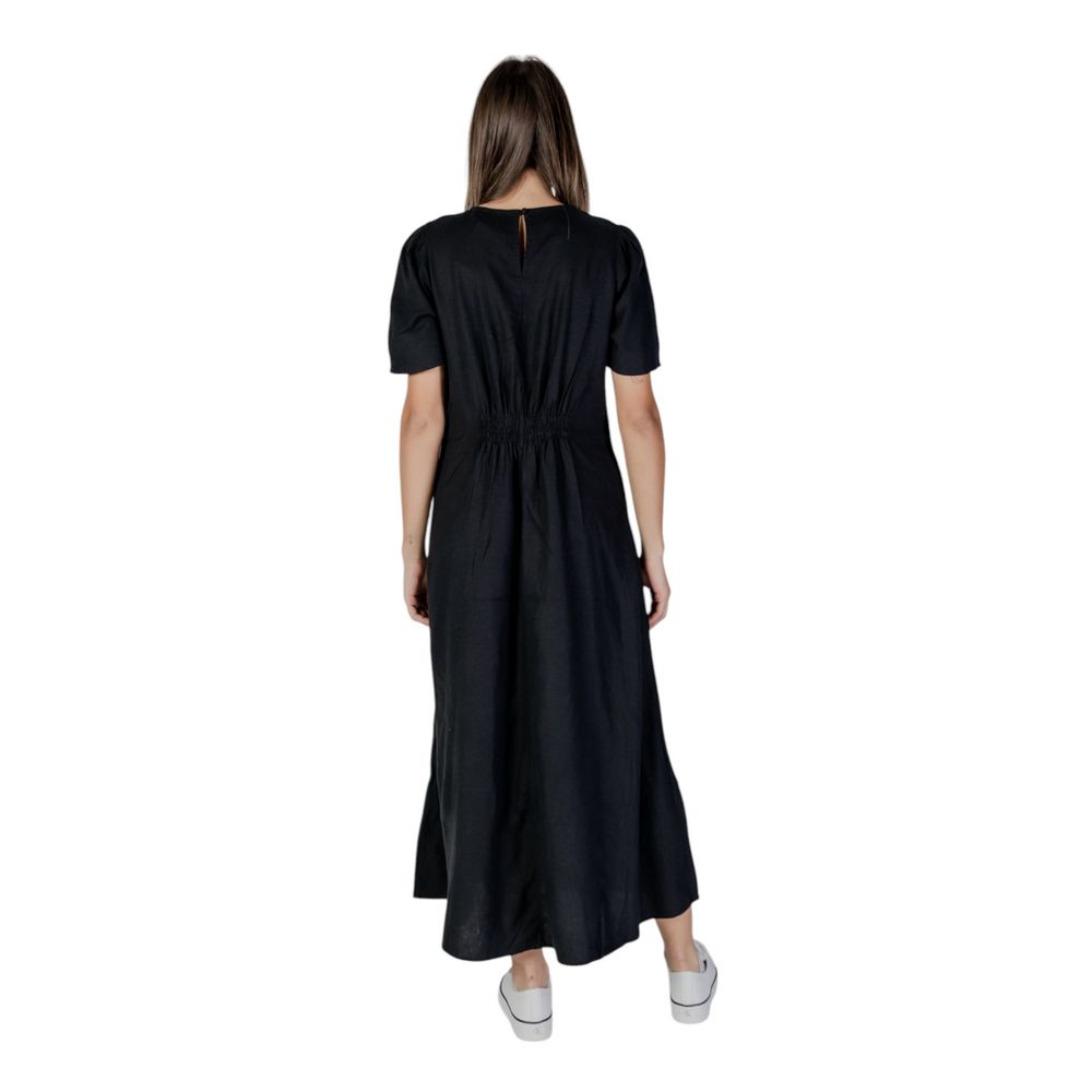 B.Young Black Linen Long Dress | Regal Royce