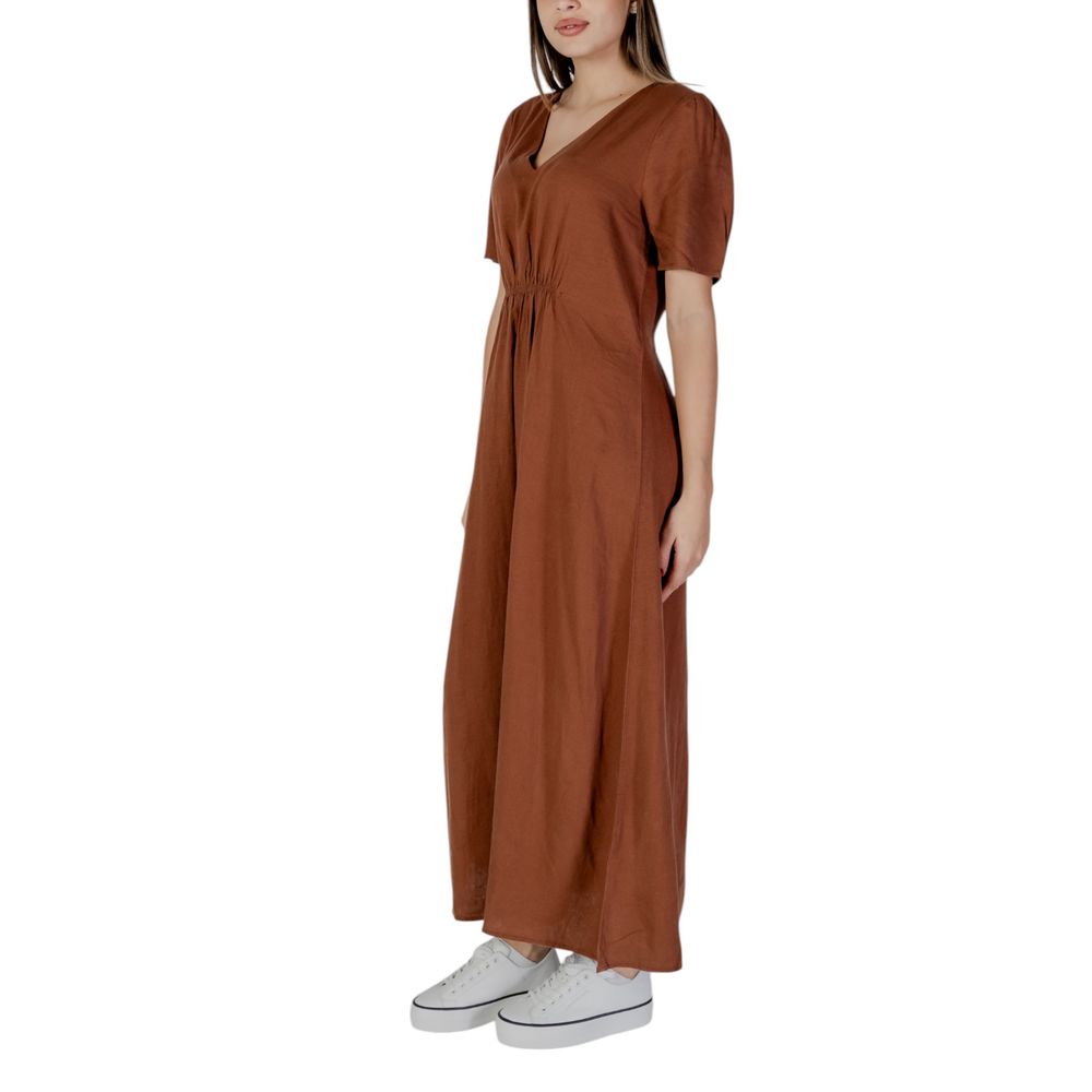 B.Young Brown Linen Long Dress | Regal Royce