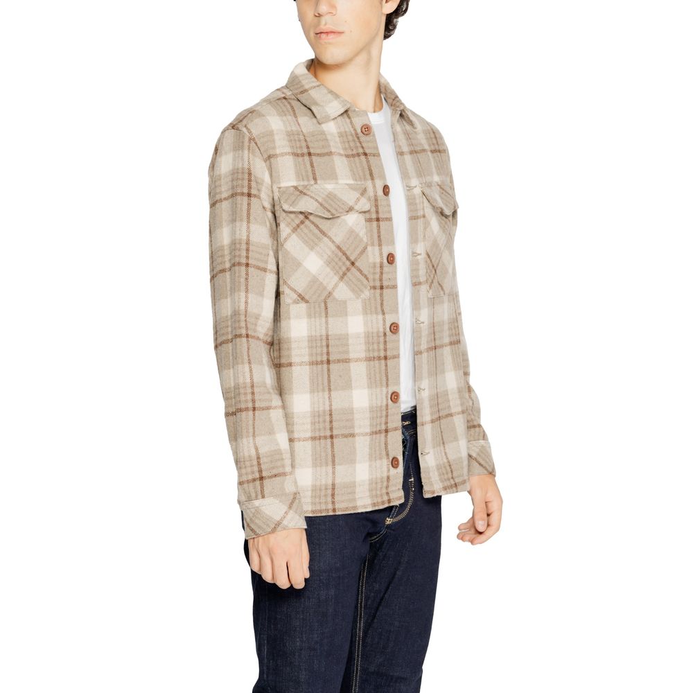 Hamaki-Ho Beige Polyester Pattern Shirt | Regal Royce