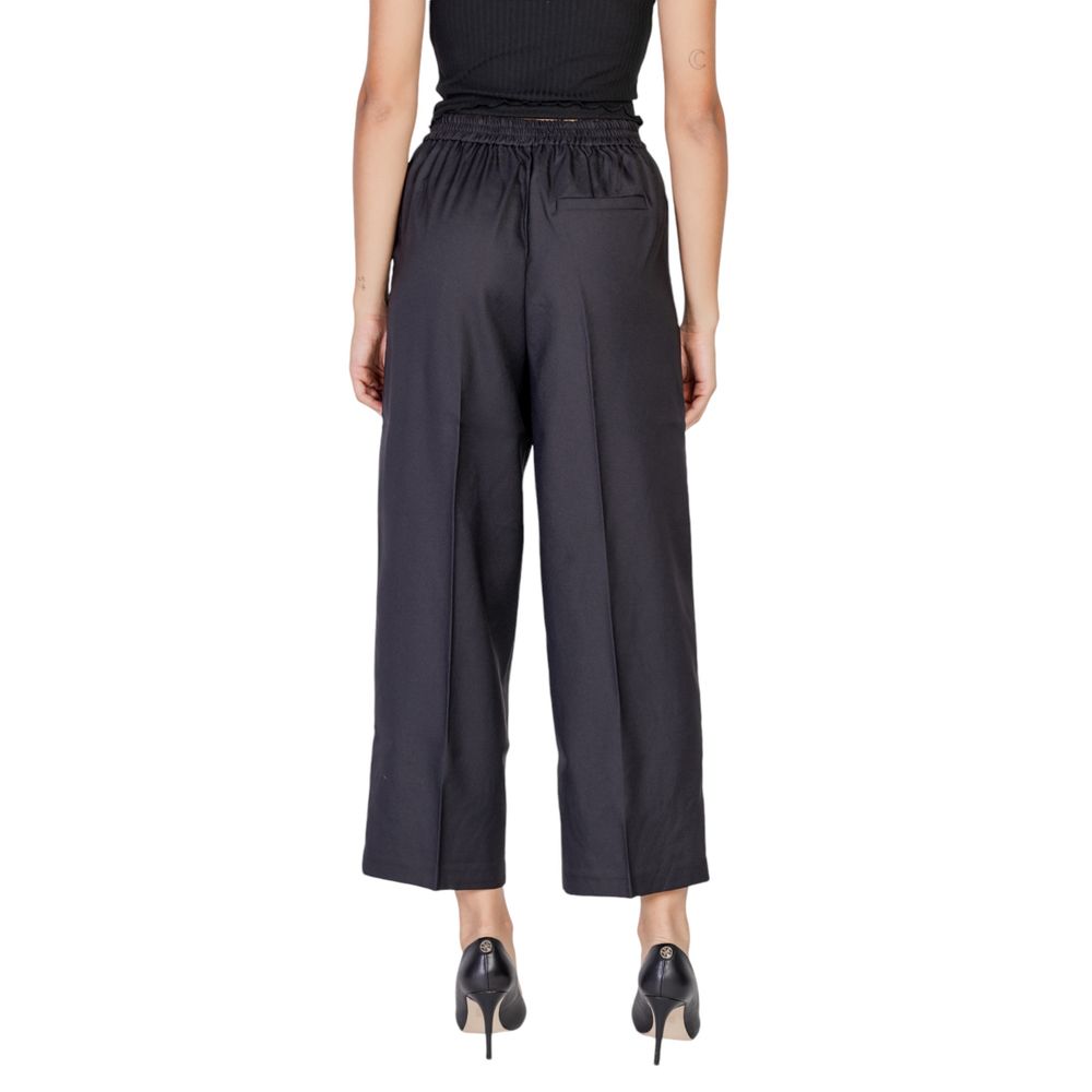 ICHI Black Polyester Casual Pants | Regal Royce