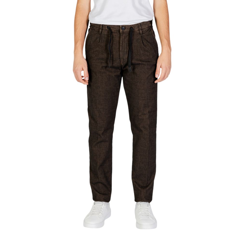 Hamaki-Ho Brown Cotton Casual Pants | Regal Royce