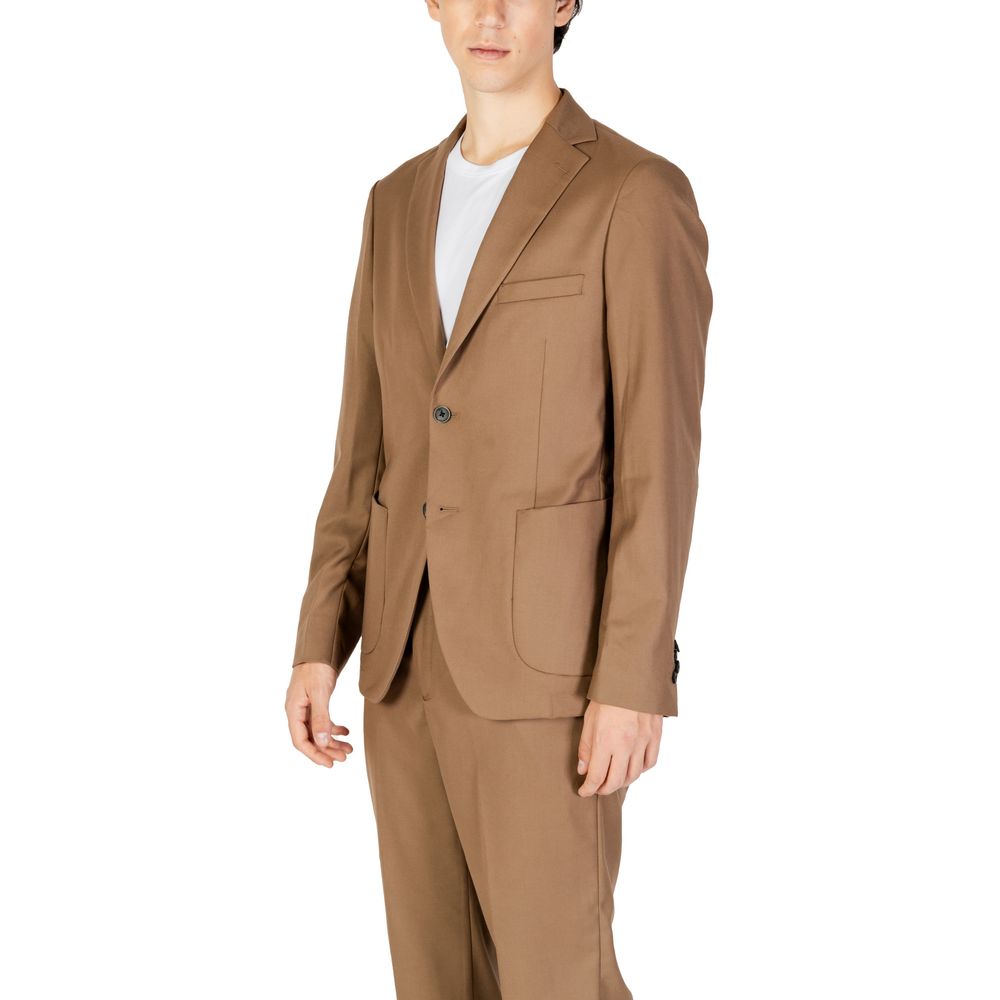 Hamaki-Ho Beige Polyester Blazer | Regal Royce