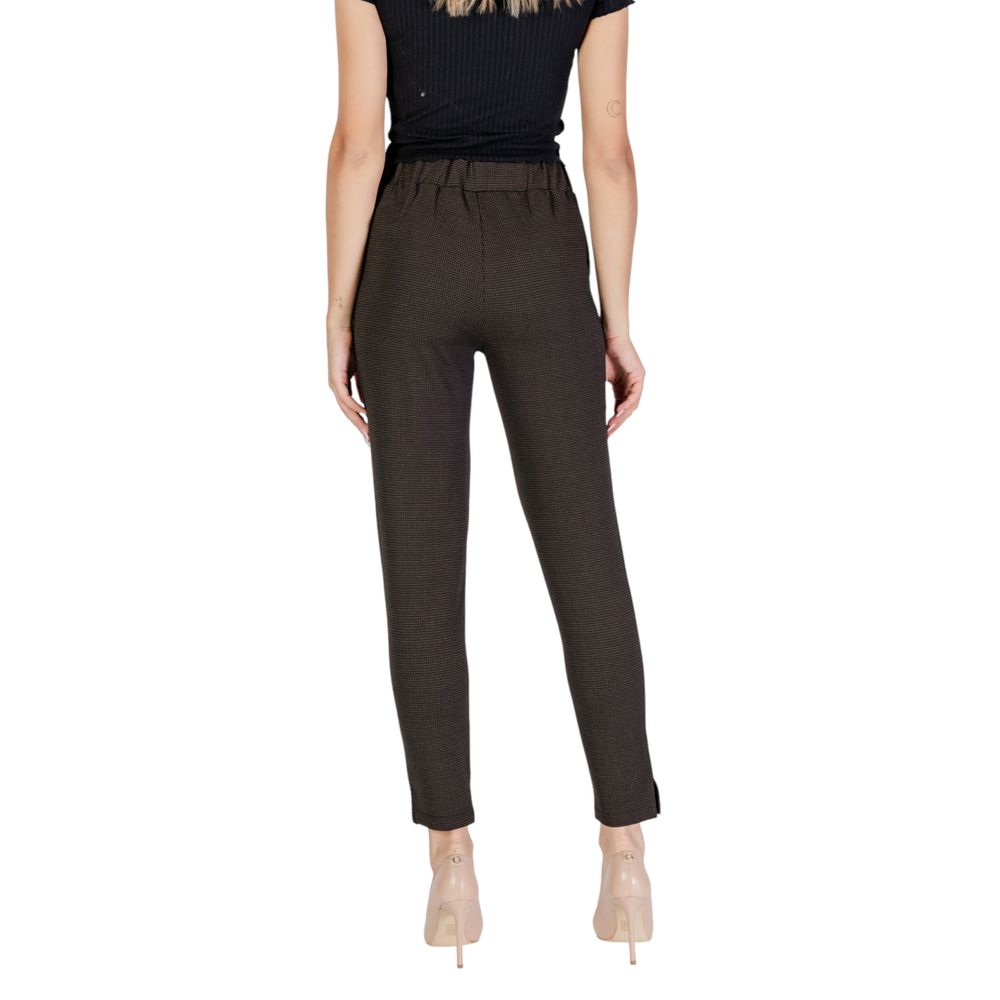 ICHI Brown Polyester Casual Pants | Regal Royce