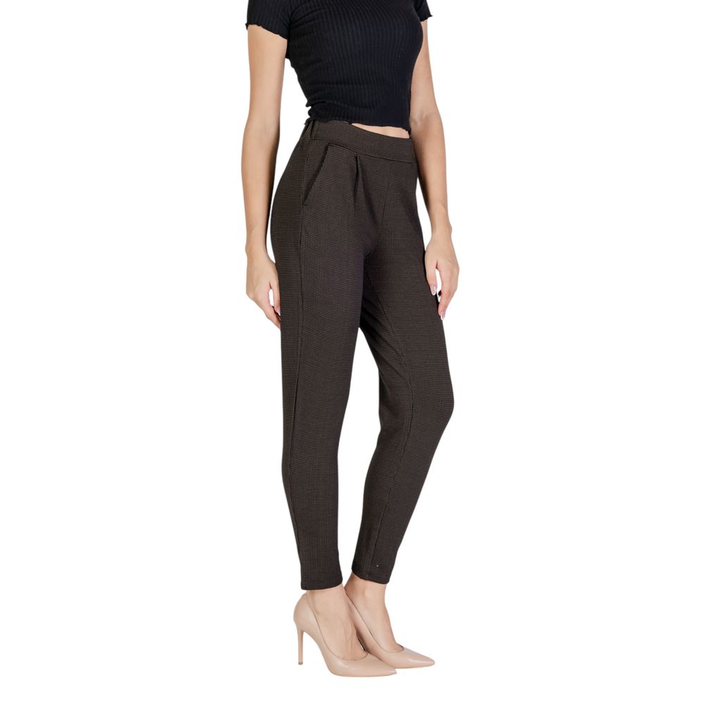 ICHI Brown Polyester Casual Pants | Regal Royce