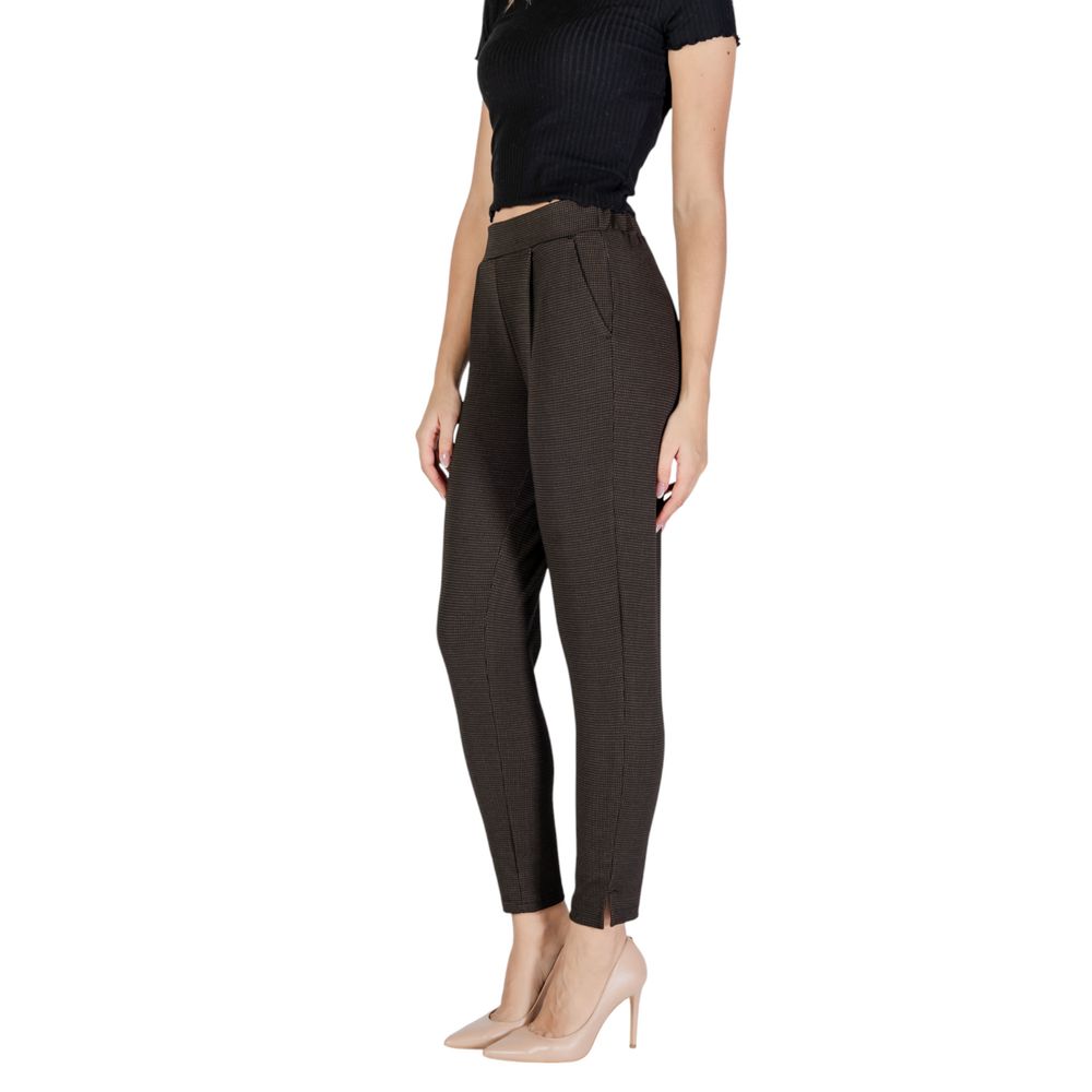 ICHI Brown Polyester Casual Pants