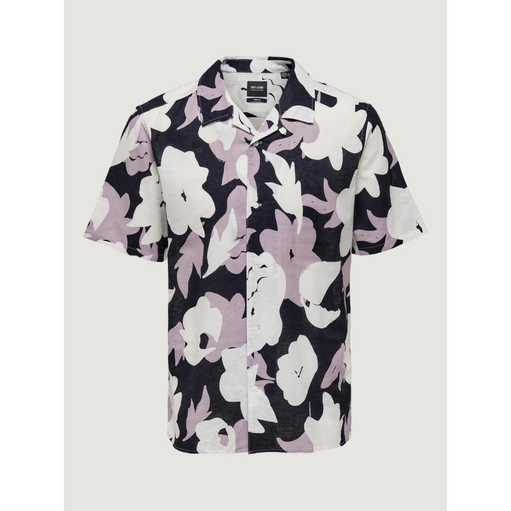 Only & Sons Purple Linen Shortsleeve Shirt | Regal Royce