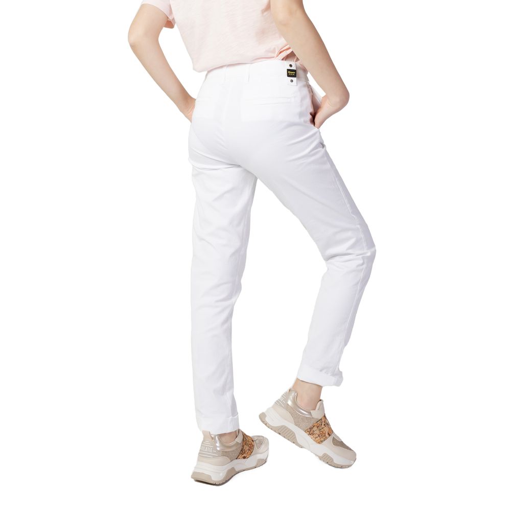 Blauer White Cotton Casual Pants | Regal Royce