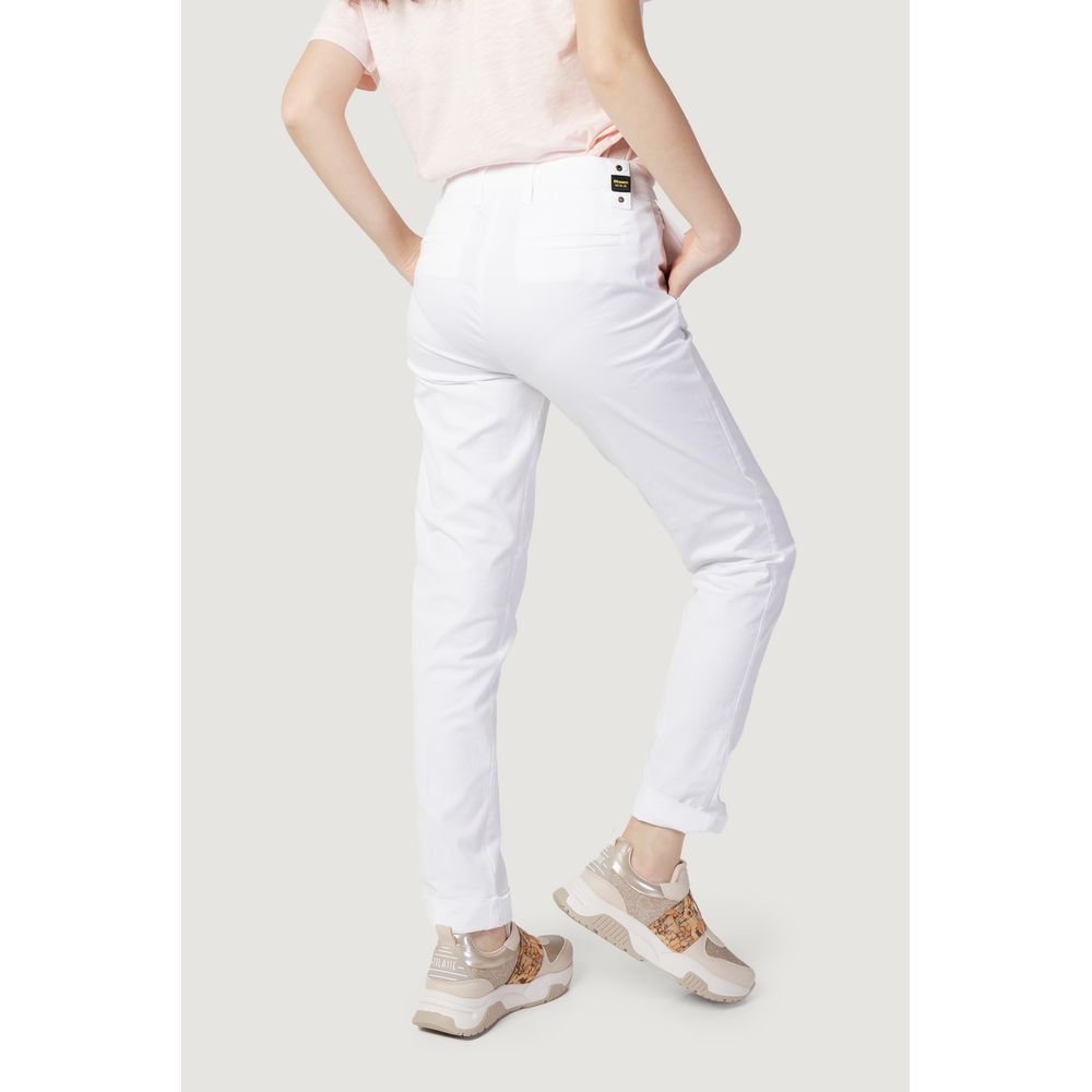 Blauer White Cotton Casual Pants | Regal Royce