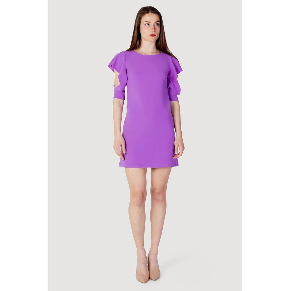 Rinascimento Purple Polyester Midi Dress | Regal Royce