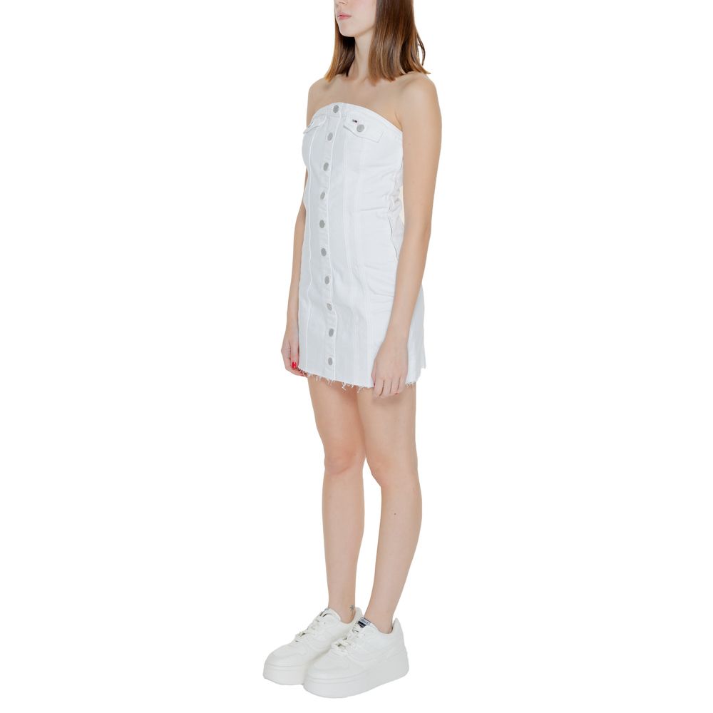 Tommy Hilfiger Jeans White Recycled Cotton Short Dress | Regal Royce