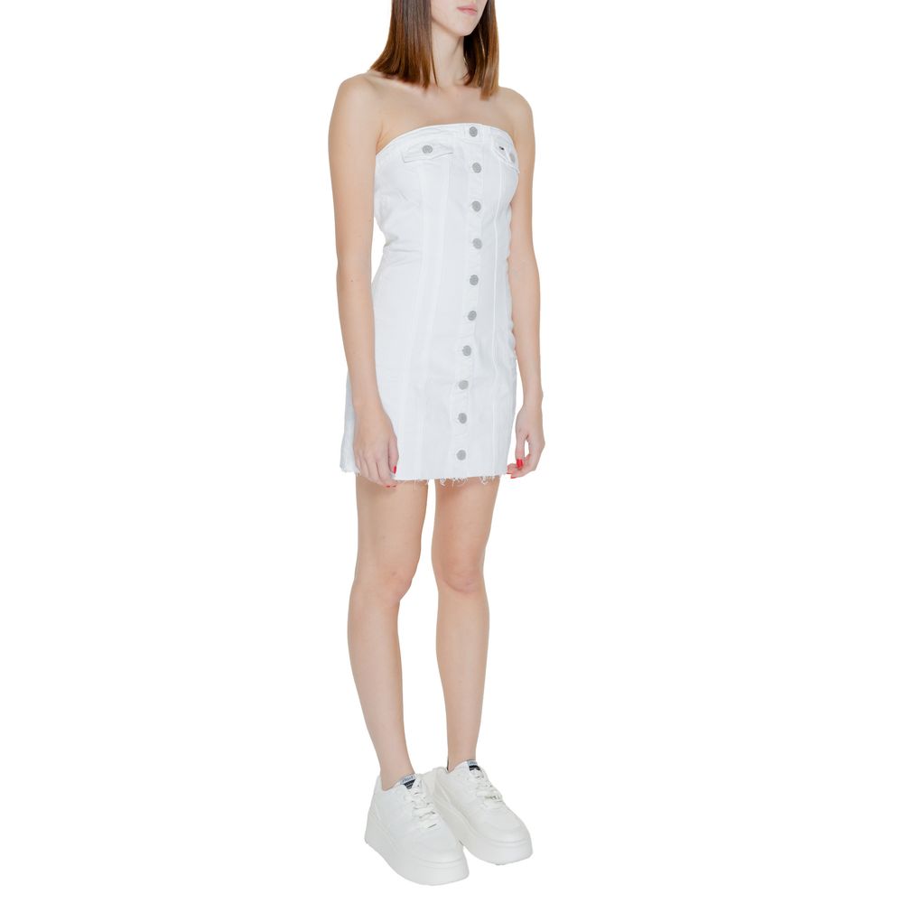 Tommy Hilfiger Jeans White Recycled Cotton Short Dress | Regal Royce