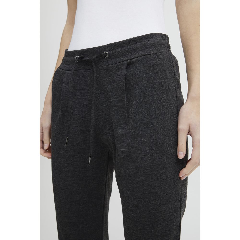 ICHI Gray Polyester Casual Pants | Regal Royce