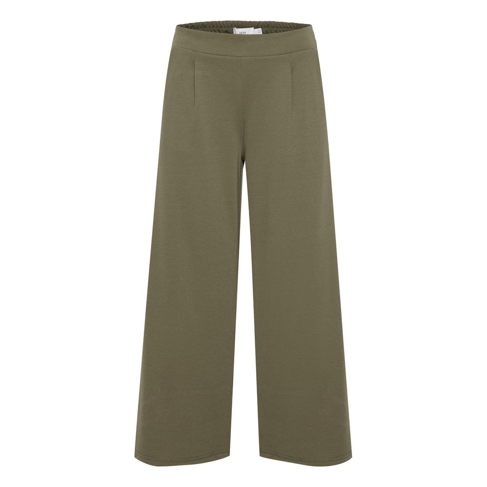 ICHI Green Recycled Polyester Flared Pants | Regal Royce
