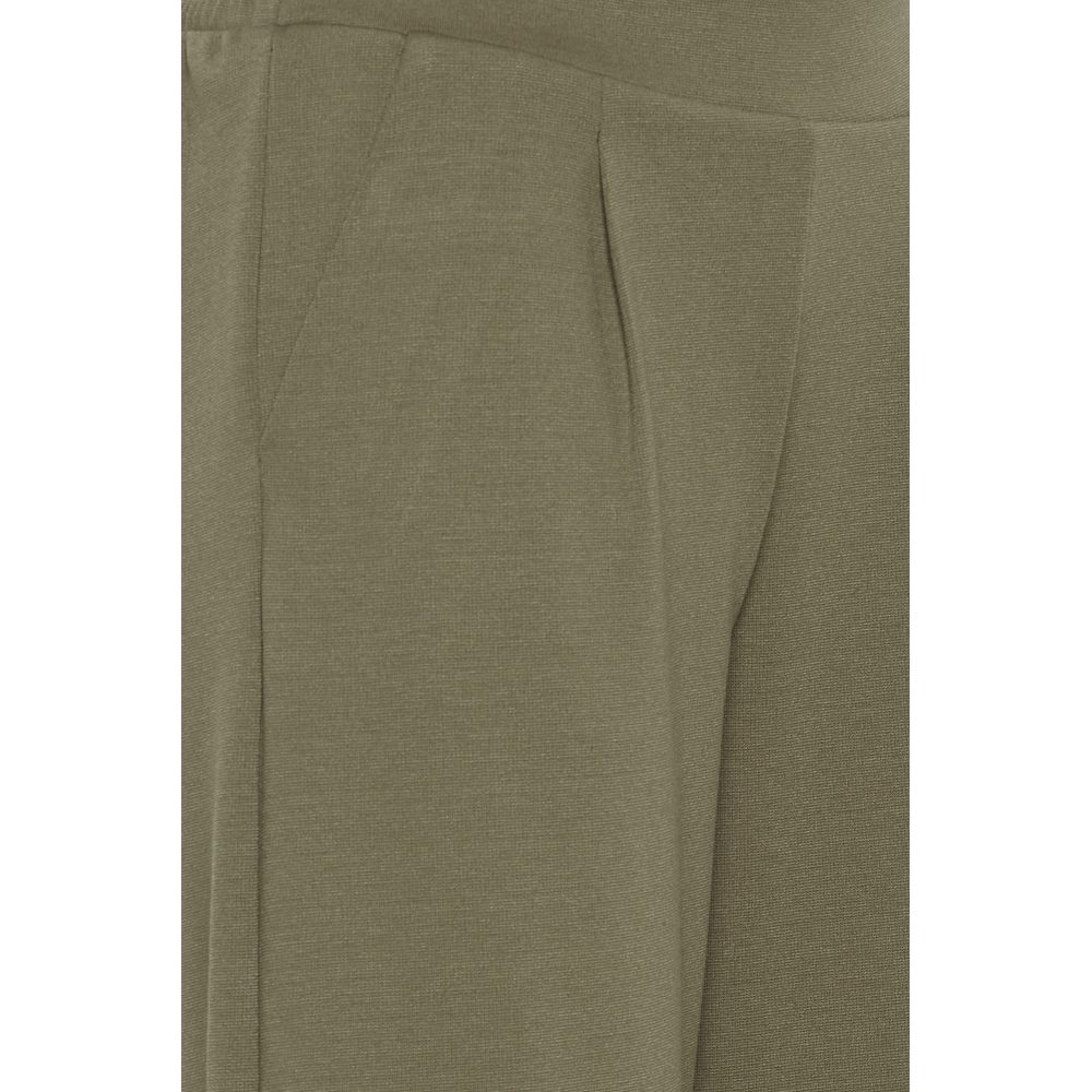 ICHI Green Recycled Polyester Flared Pants | Regal Royce
