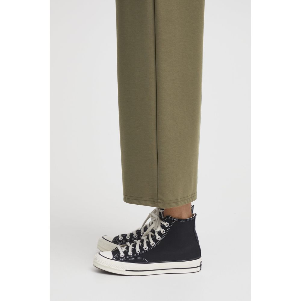 ICHI Green Recycled Polyester Flared Pants | Regal Royce