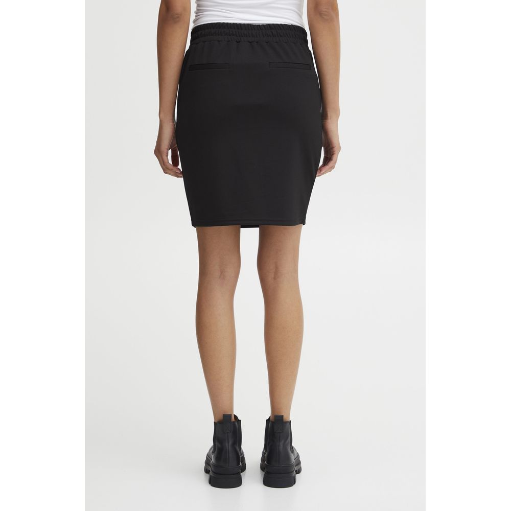 ICHI Black Polyester Mini Skirt | Regal Royce