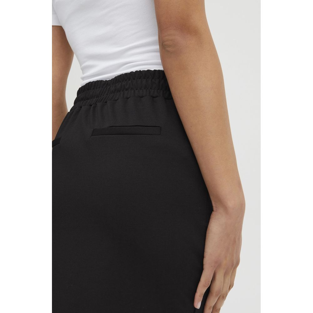 ICHI Black Polyester Mini Skirt | Regal Royce